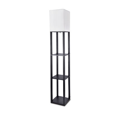 L&aacute;mpara De Pie Decorativa Con Estantes Negro Home & Details HNWYFL012