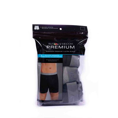 B&oacute;xer Para Hombre Ajustado Premium Ultra Suave Negro/Gris Jaspe Paquete De 3 Fruit Of The Loom