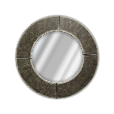 Espejo Contempor&aacute;neo Redondo Plata Moteado Negro   80 Cms