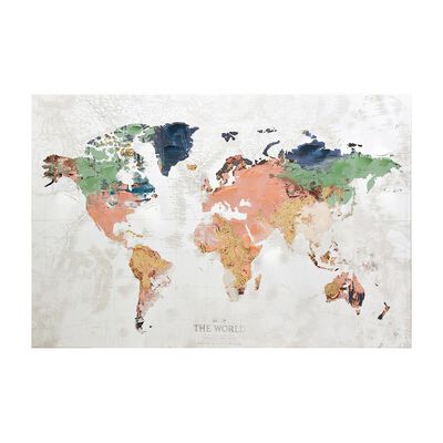 Cuadro De Arte Worl Map Multicolor Vintage Home