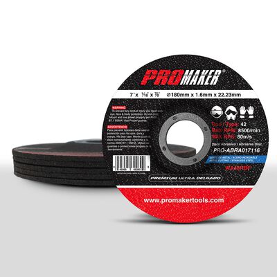 Disco de Corte Metal Fino Y Acero Inoxidable (Premium) 7" X 1/16" Promaker