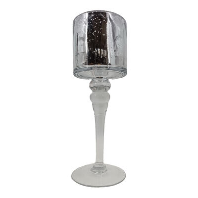 Candelero Cristal Antique Silver Mediano Vintage Home