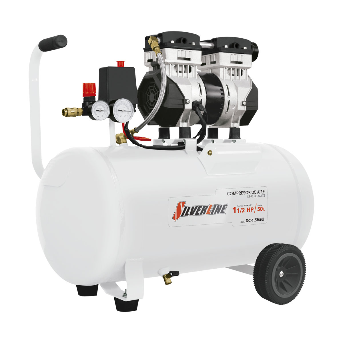 Compresor de Aire Libre de Aceite Silverline 1.5HP DC-1.5H50L image number null
