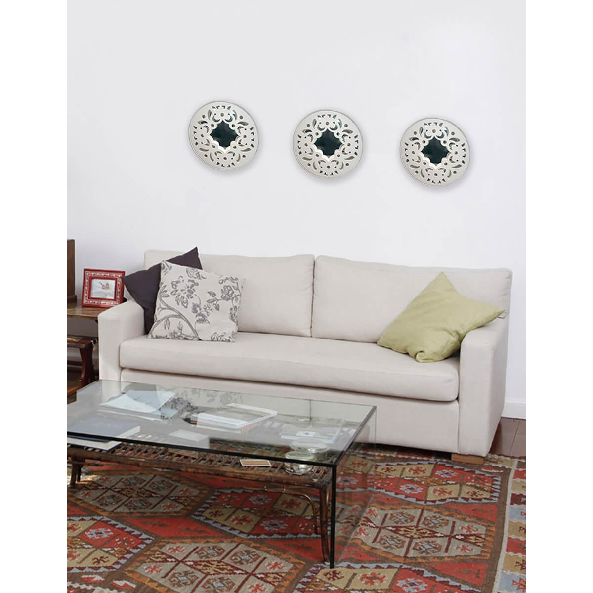 Espejo Contempor&aacute;neo  Tr&iacute;ptico Blanco   40 Cms image number null