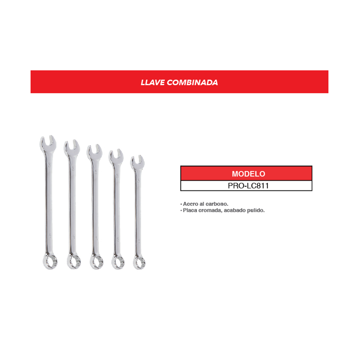 Juego 5 Llaves Combinada Milimetricas Cromadas Promaker image number null