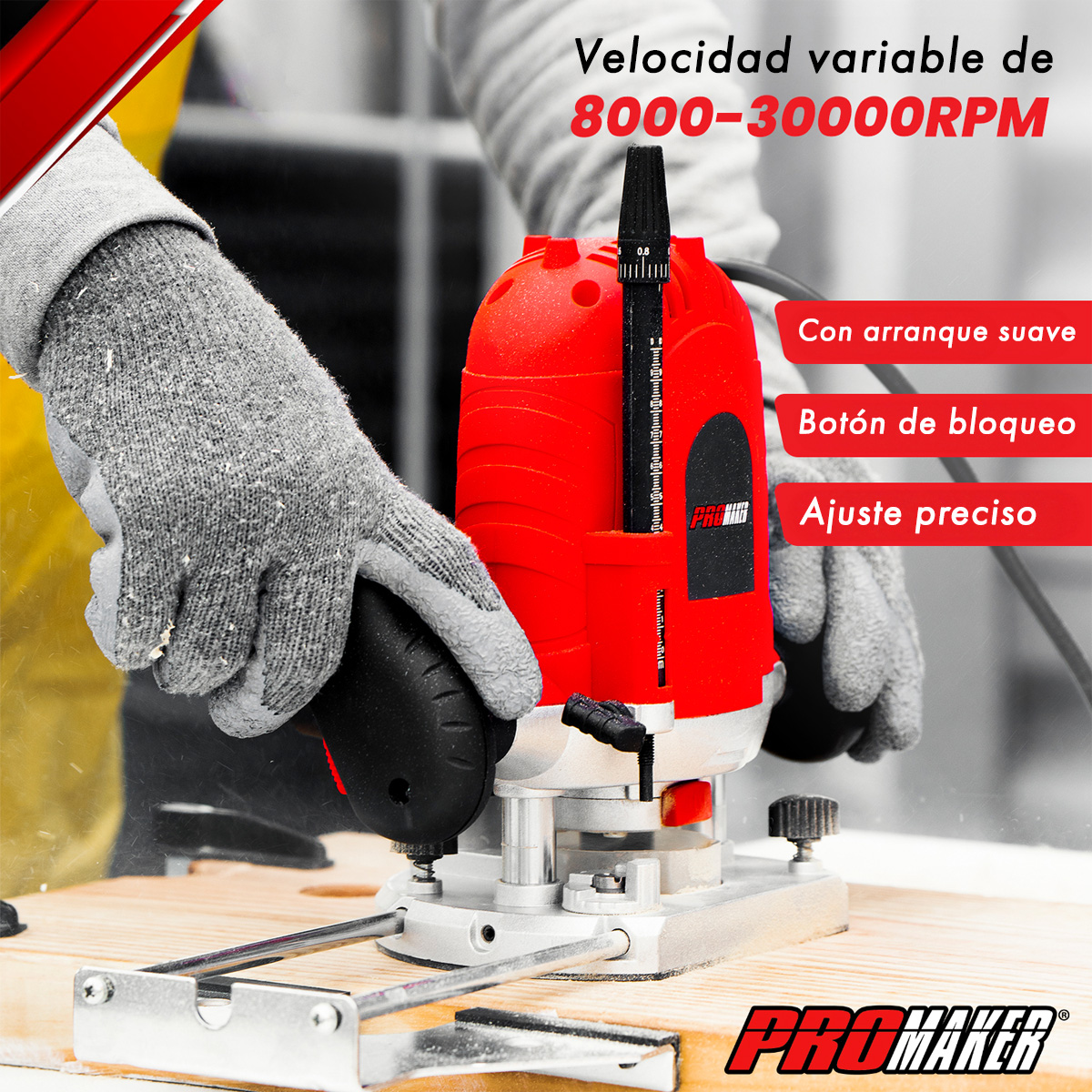Rebajadora 2.7 HP Router 1600W Promaker image number null