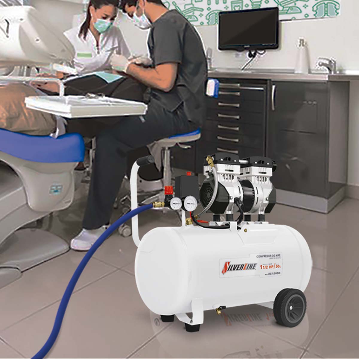 Compresor de Aire Libre de Aceite Silverline 1.5HP DC-1.5H50L image number null
