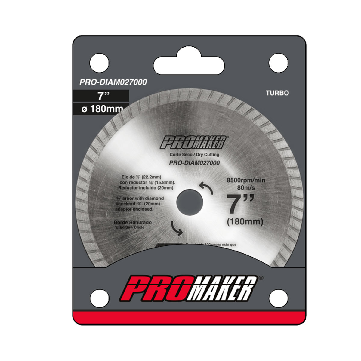 Disco Diamantado Ranurado Corte Seco 7" X 7/8 Promaker image number null