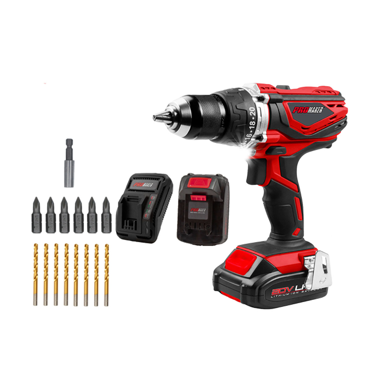 Rotomartillo 12" 20Volt Con Accesorios Promaker image number null