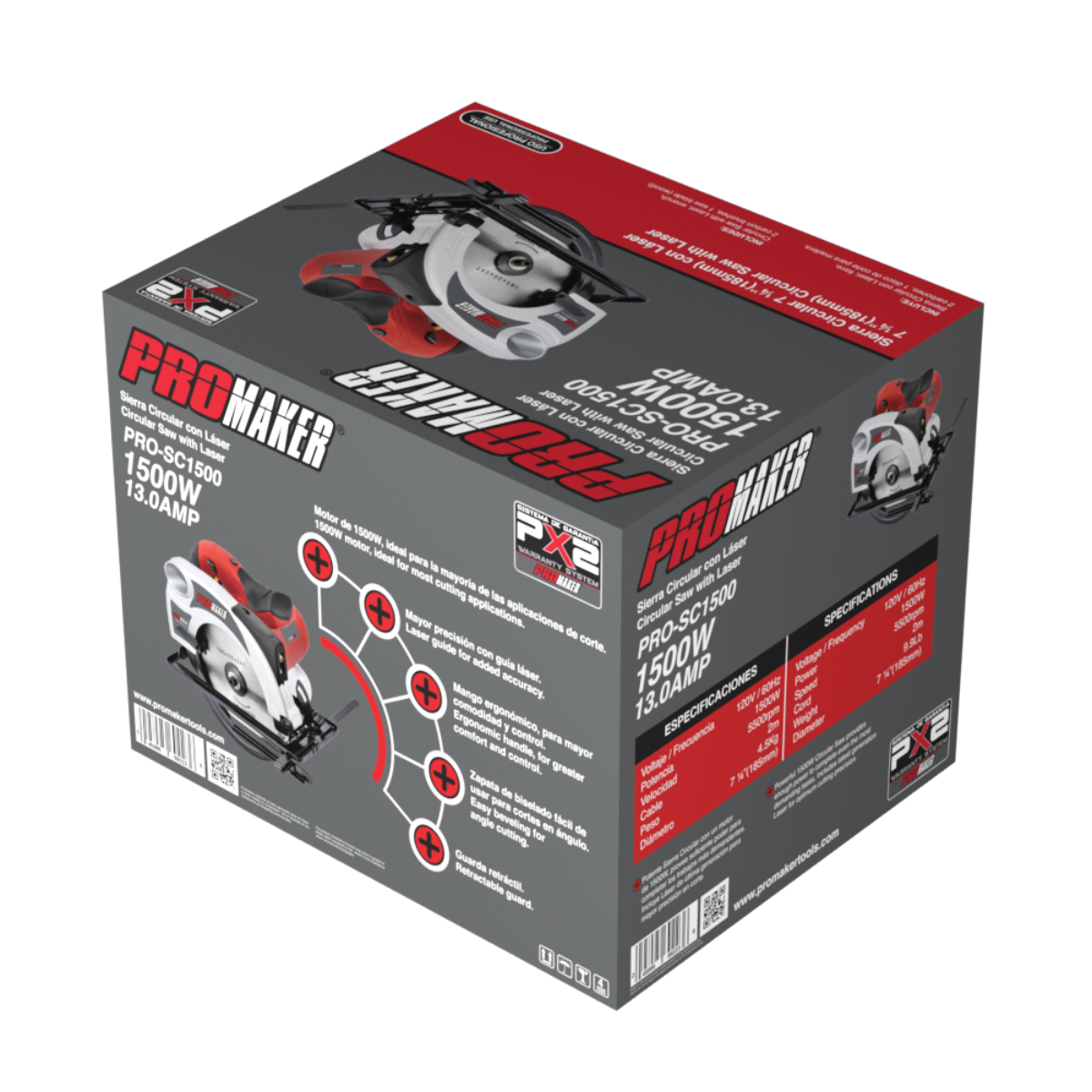 Sierra Circular 7'' 1500W con Gu&iacute;a Laser Promaker image number null