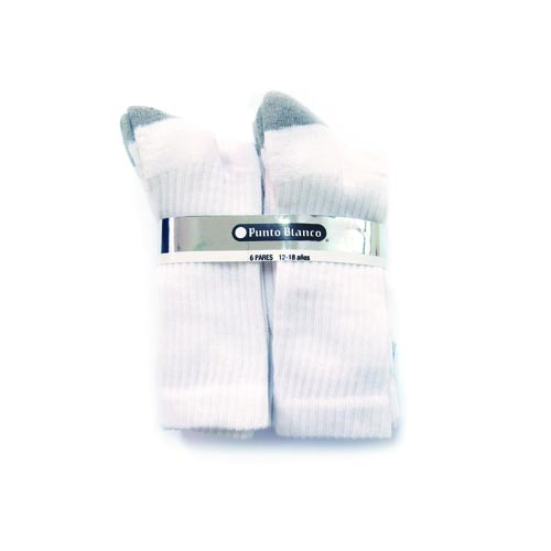 Calceta Deportiva 6Pack Punto Blanco Para Ni&ntilde;o image number null