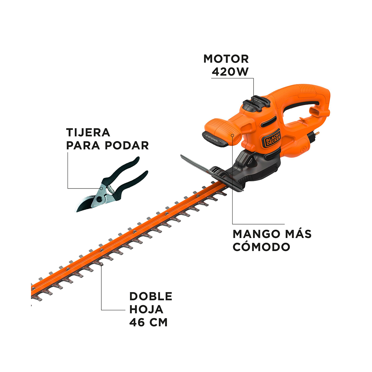 Cortasetos El&eacute;ctrico 420W 18" Black+Decker image number null
