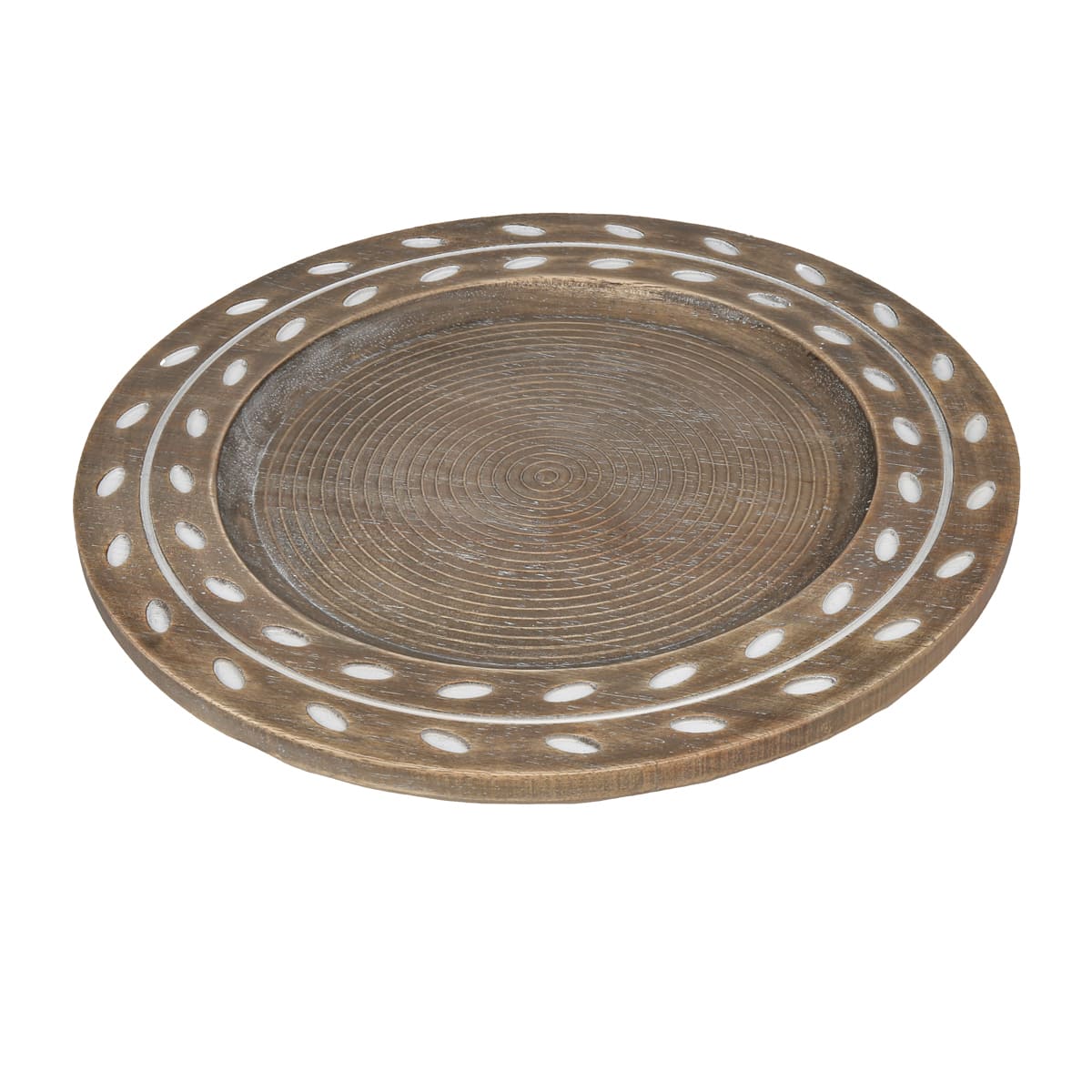 Plato Base Wood Leaf Rim Dark Vintage Home image number null