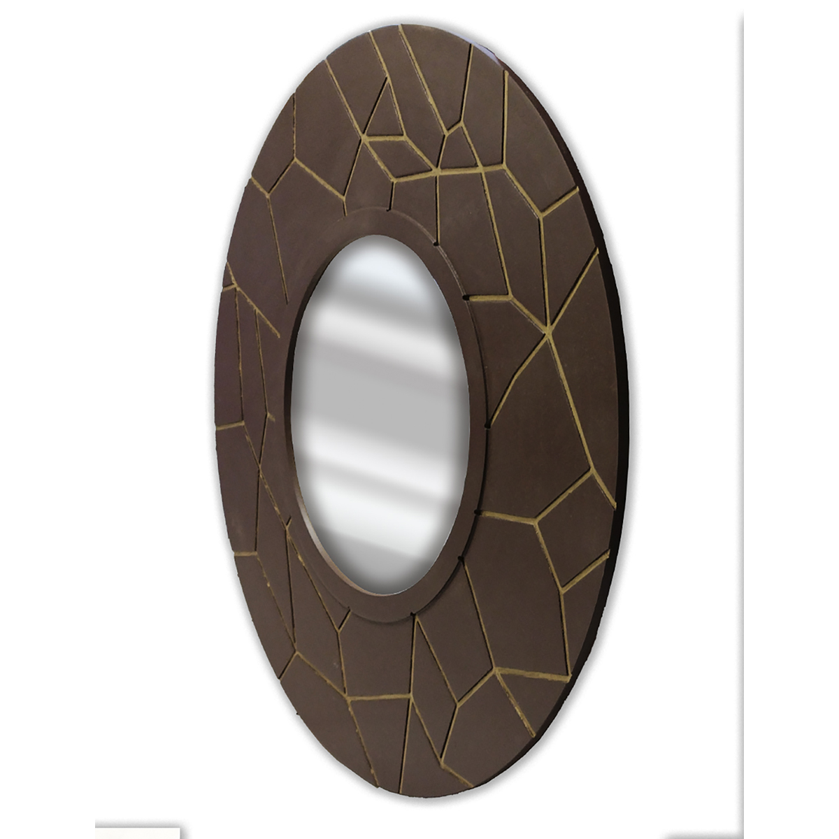 Espejo Contempor&aacute;neo Redondo Nogal Filo Oro   80 Cms image number null