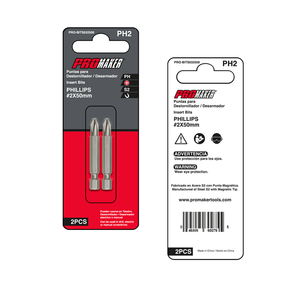 Puntas para Desarmador 2 Piezas Phillips 2 X 50mm Promaker image number null