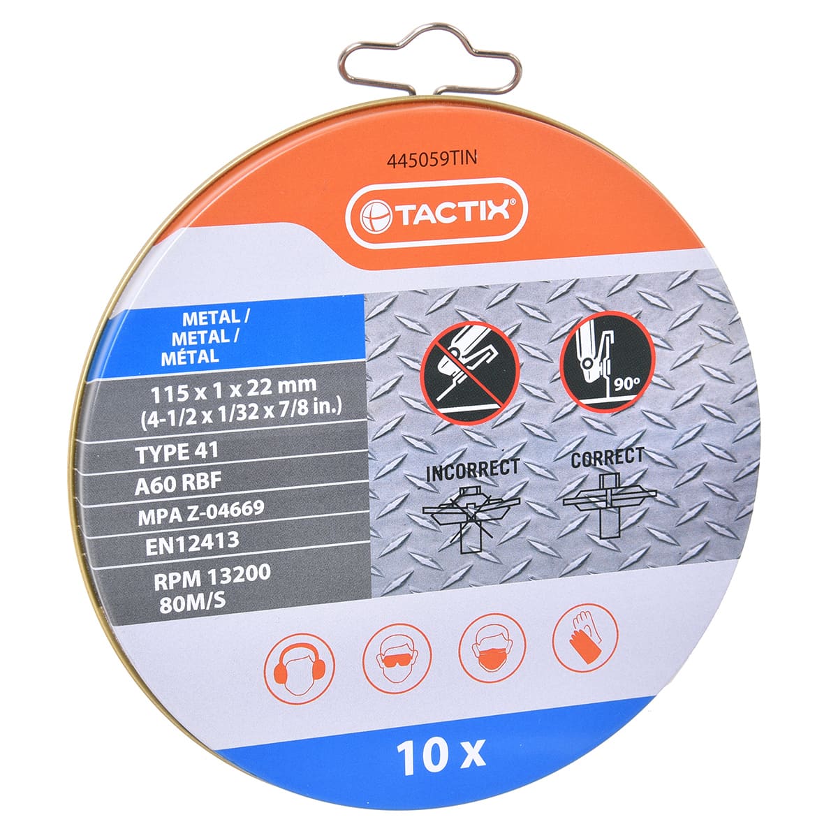 Juego 10pz Discos Corta Metal 115*1*22mm T41 Tactix image number null