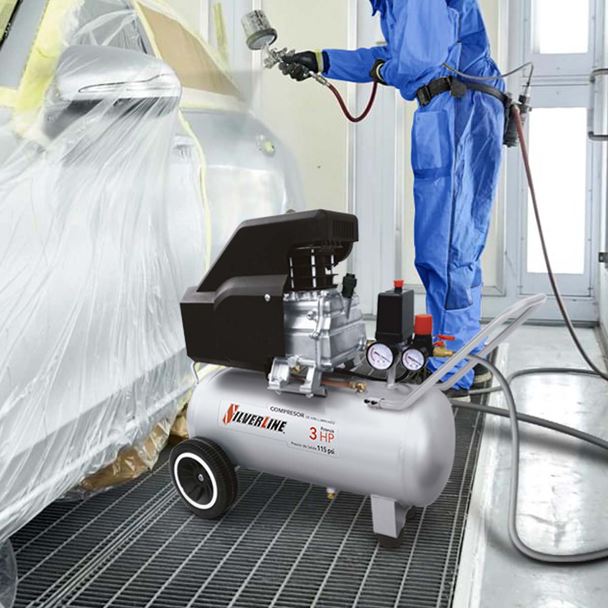 Compresor de Aire Lubricado Silverline 3HP DC-3H50L image number null