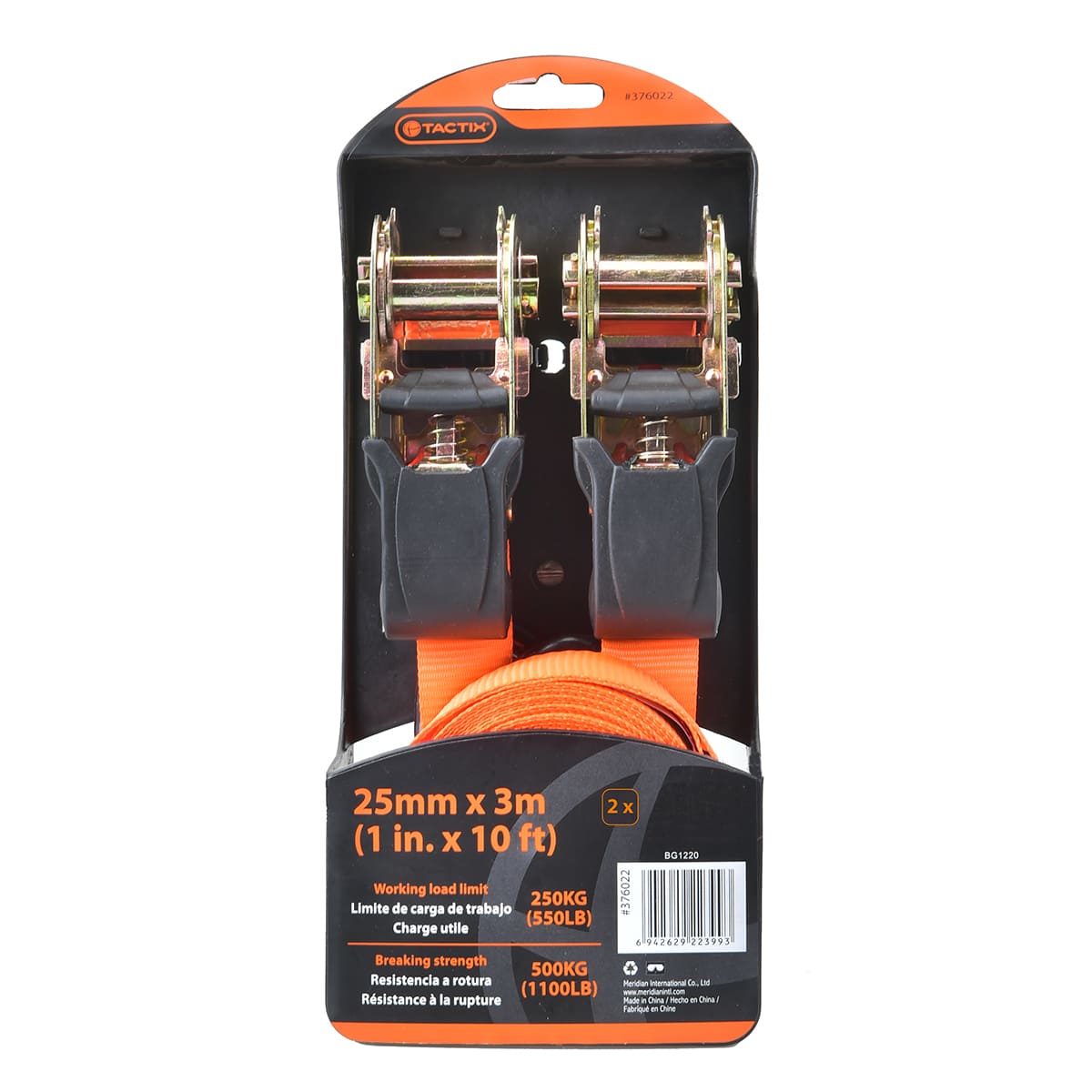 Cintur&oacute;n Tensor 3mx 25mm Gancho 250kg 2pc Tactix image number null