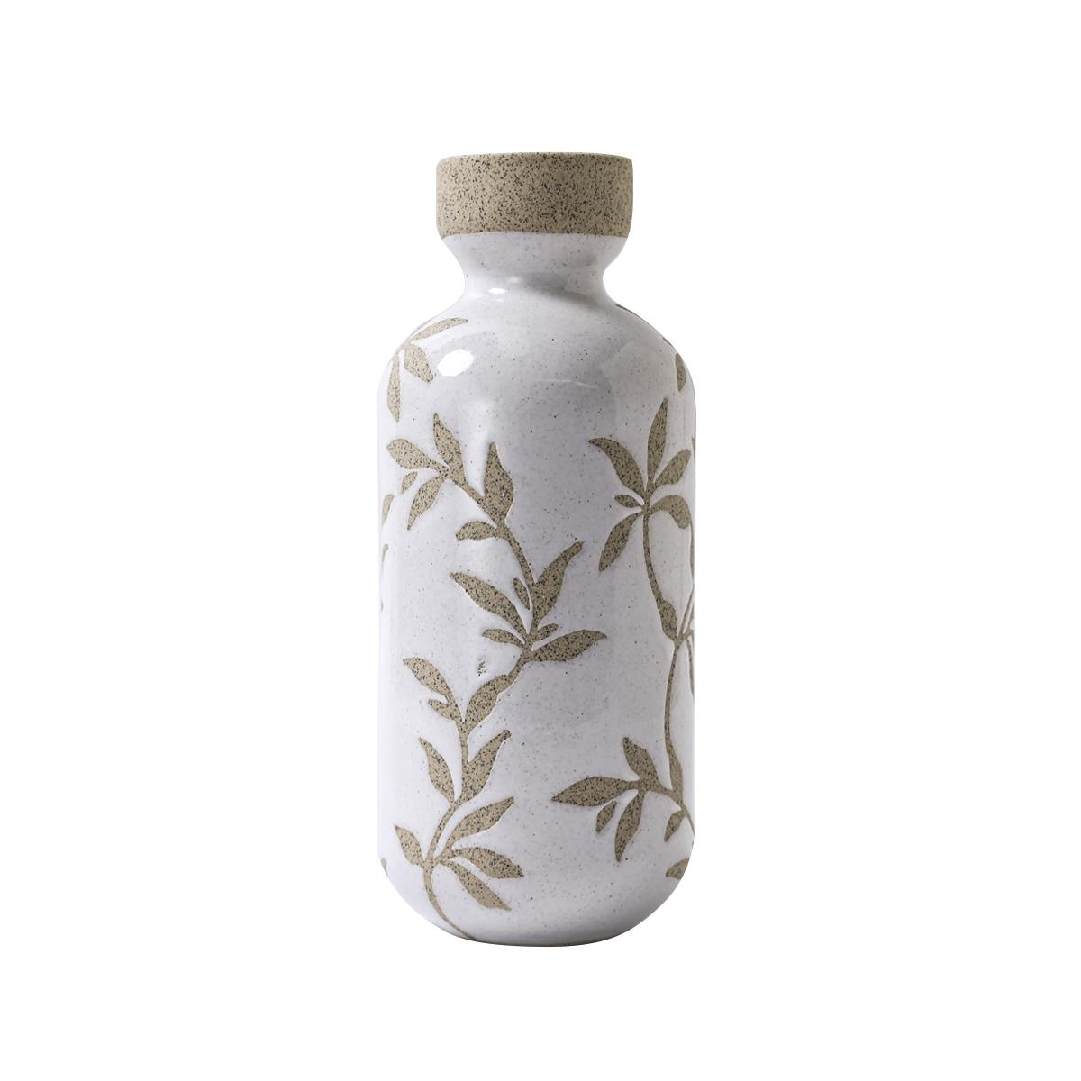 Vasija Cer&aacute;mica Floral Beige Rim Vintage Home image number null