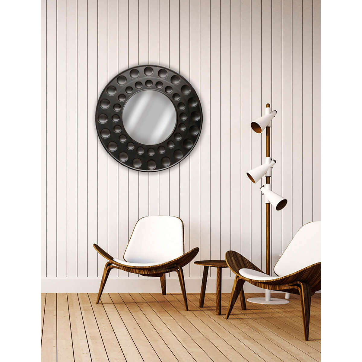 Espejo Contempor&aacute;neo Redondo Chocolate Moteado   80 Cms image number null