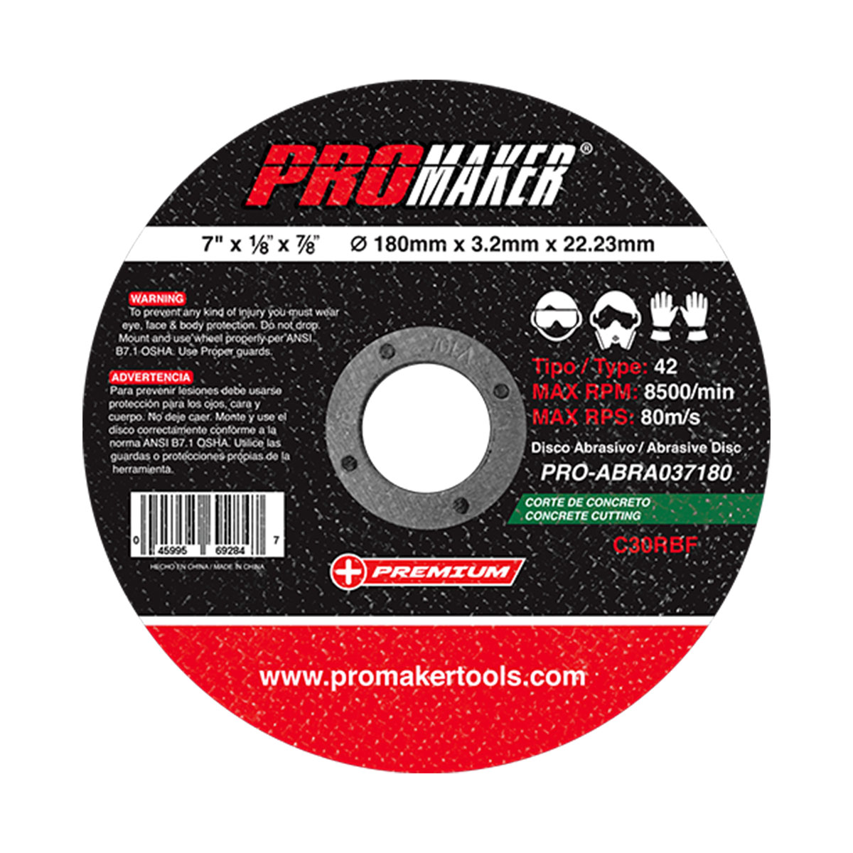 Disco Corte Concreto y Mamposteria 7" X 1/8 Promaker image number null