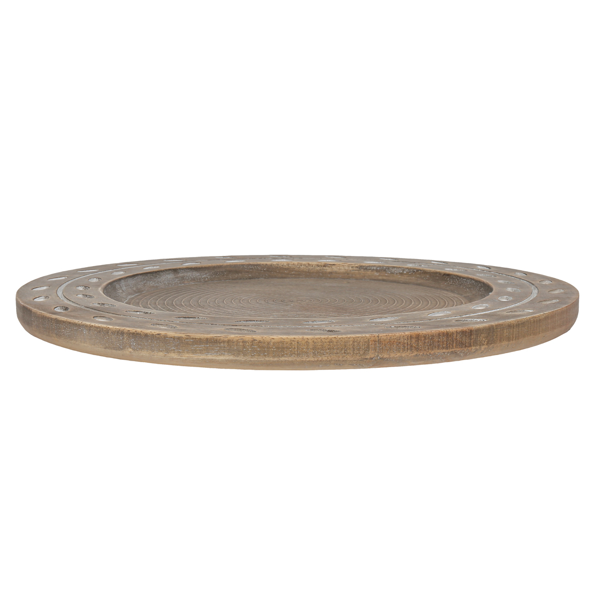 Plato Base Wood Leaf Rim Dark Vintage Home image number null