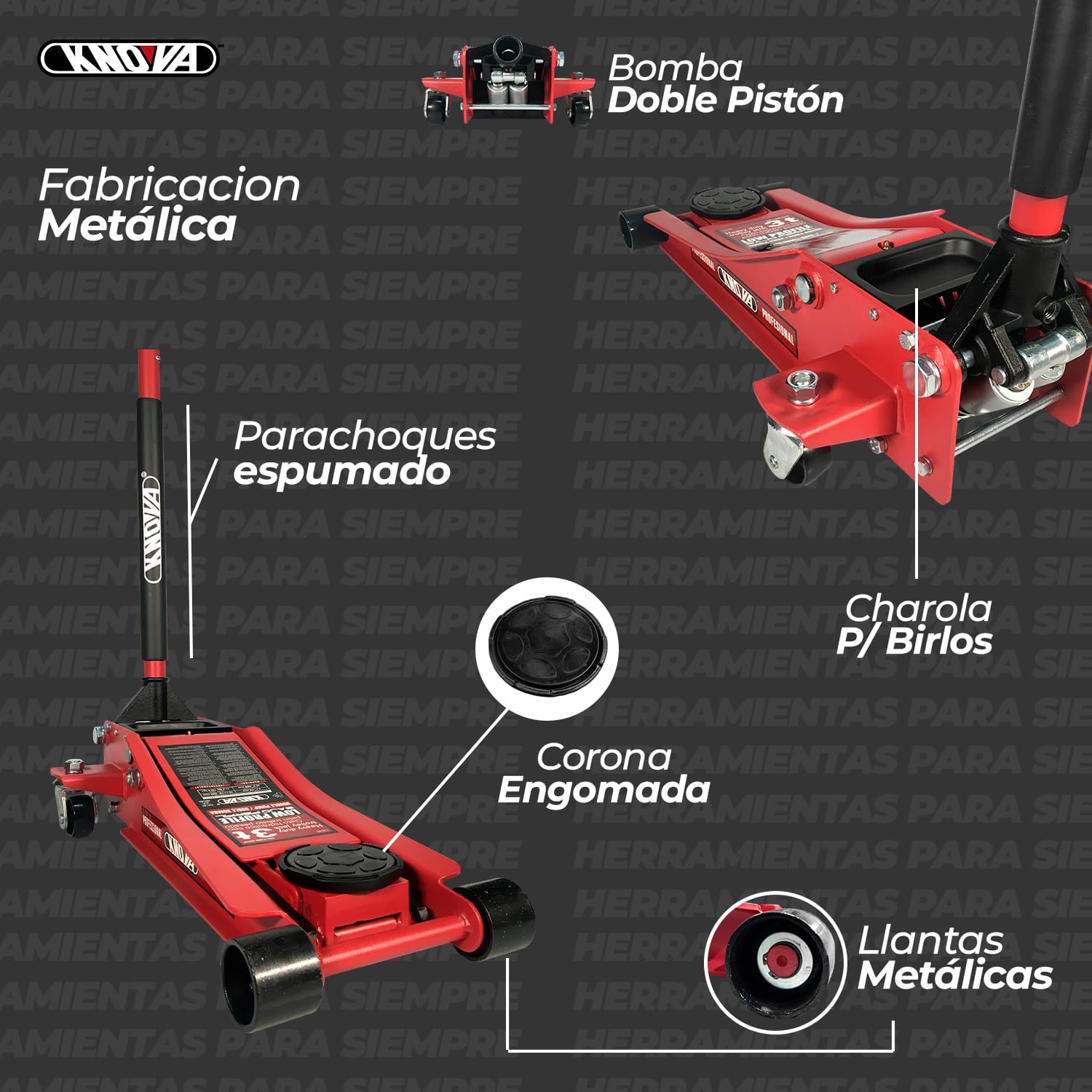 Gato Hidr&aacute;ulico Tipo Pat&iacute;n con capacidad de 3Ton Para Trabajo Pesado KN 7400-03TP  Knova image number null
