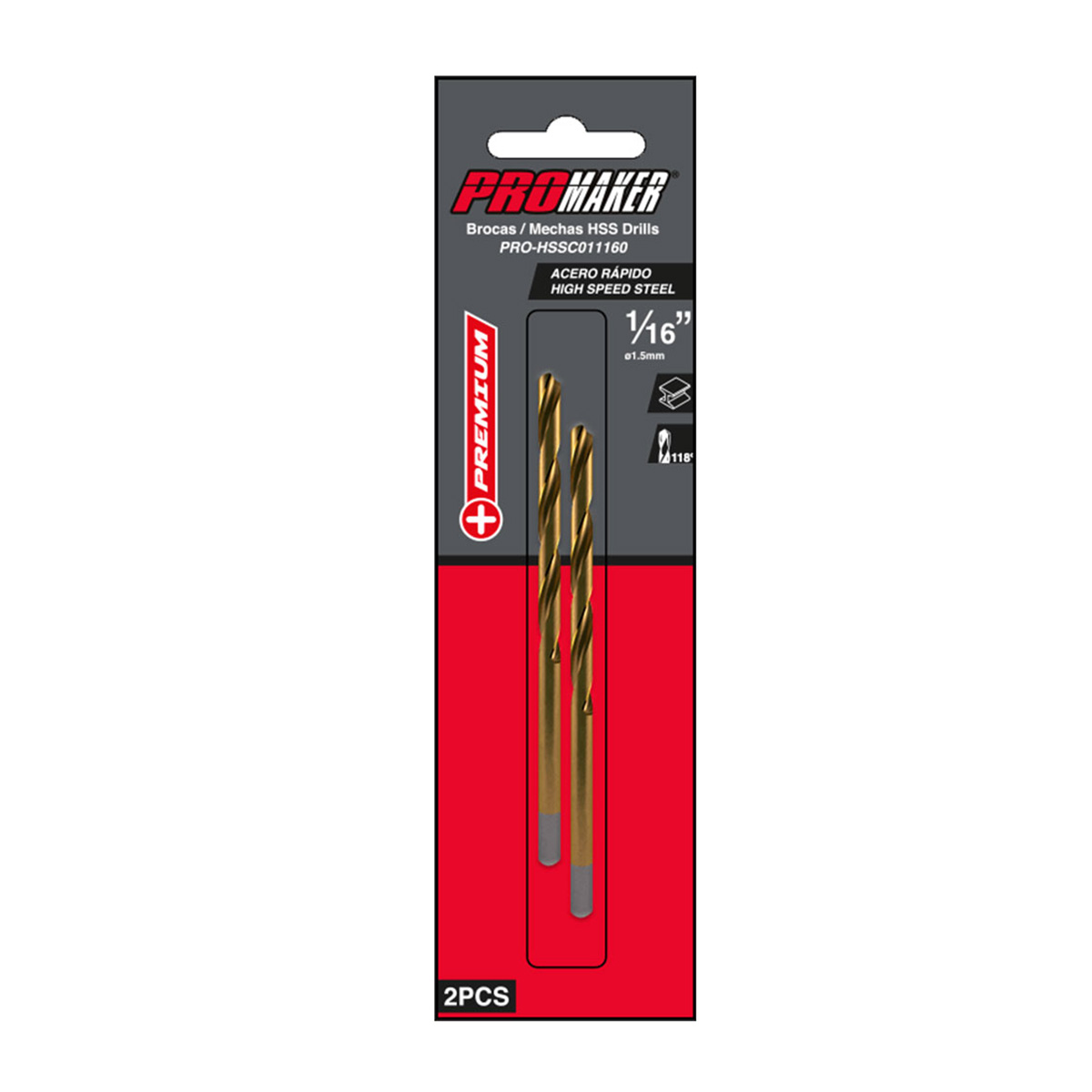 Broca para Metal 2 Piezas Hss 1/16" Promaker image number null