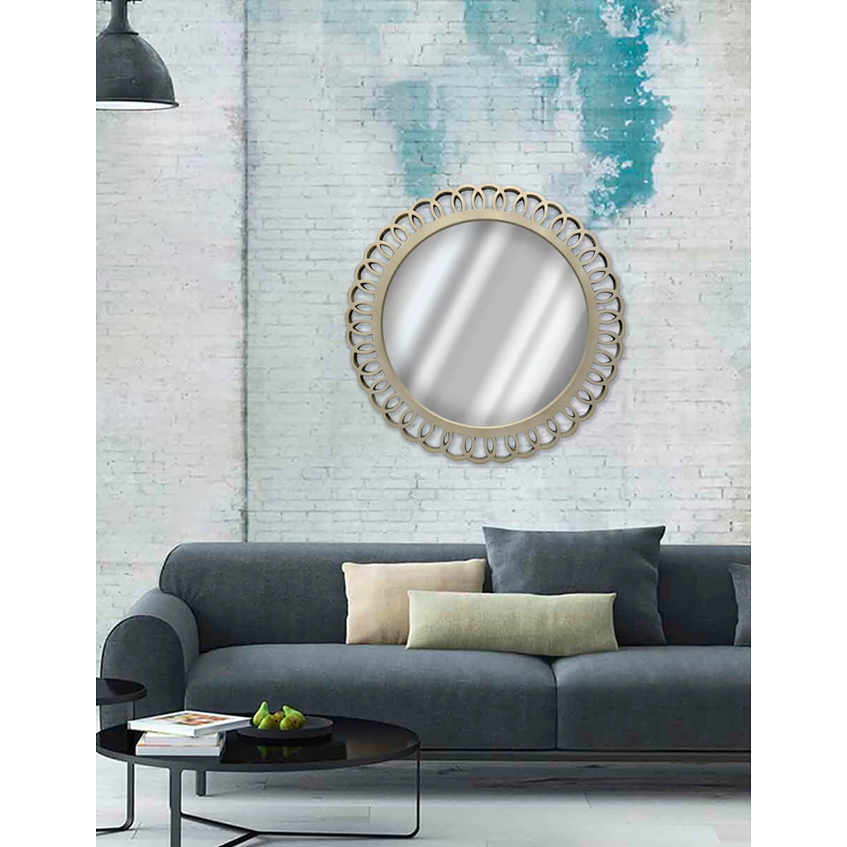 Espejo Contempor&aacute;neo Redondo Champagne   80 Cms image number null
